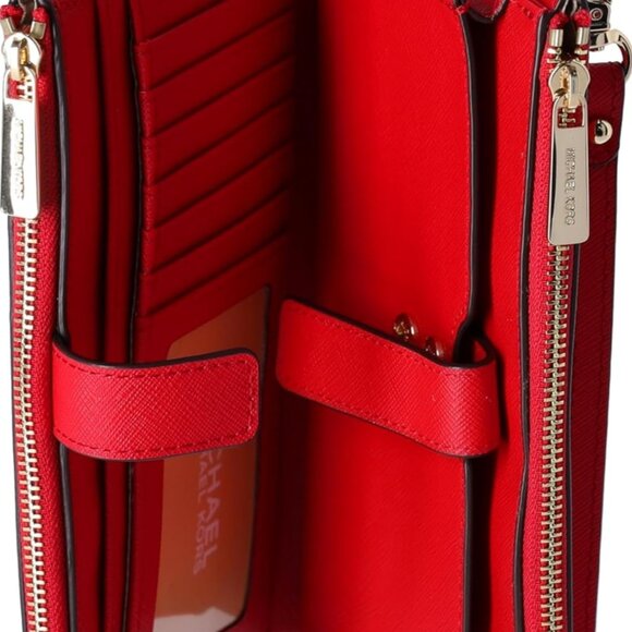 Michael Kors NWT Jet Set Travel Large Leather Wallet -  Bright Red - Picture 10 of 10